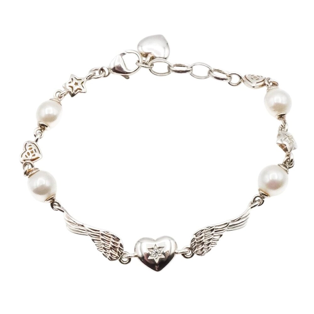 Thomas Sabo Sterling Silver Angel Wing Bracelet with Genuine Freshwater Pearls
